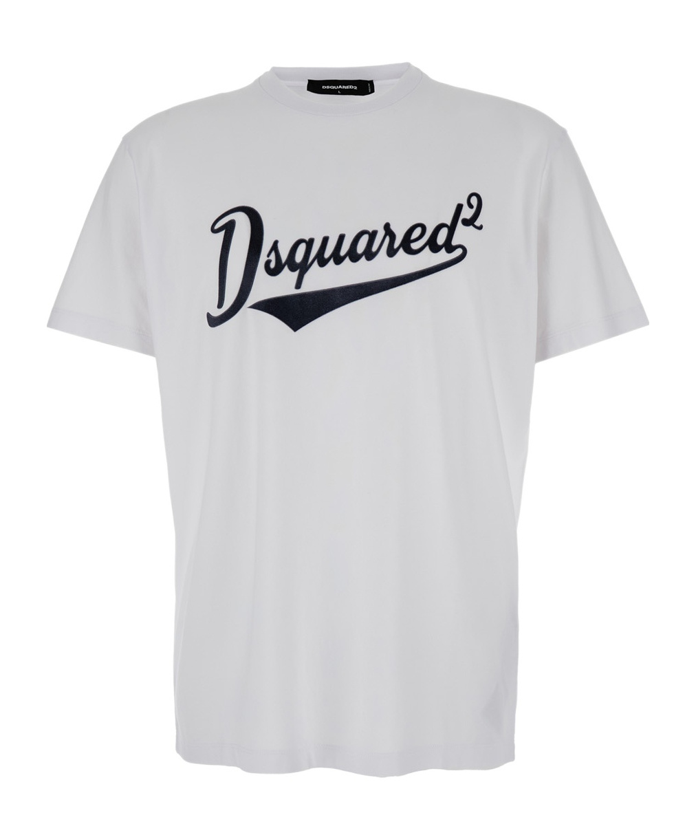 Dsquared2 Cool Fit Velvet Logo T-shirt In White