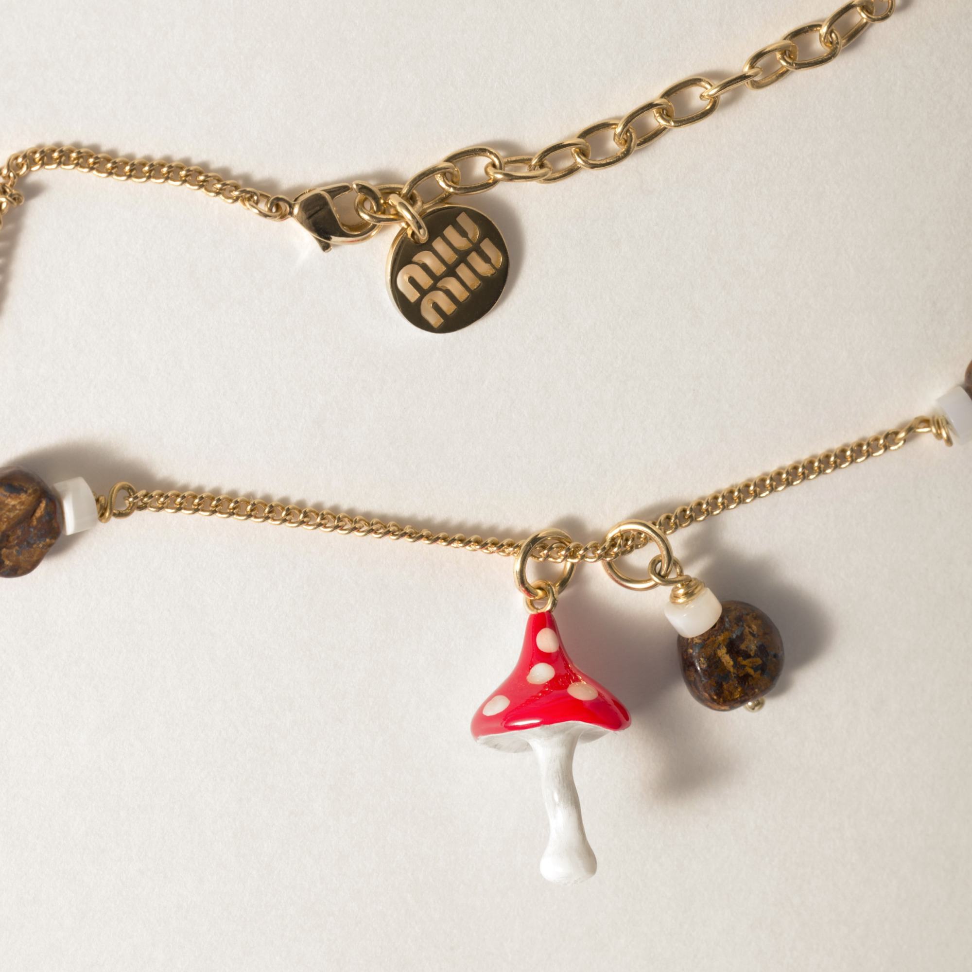 Miu Miu Pendant Necklace In Yellow