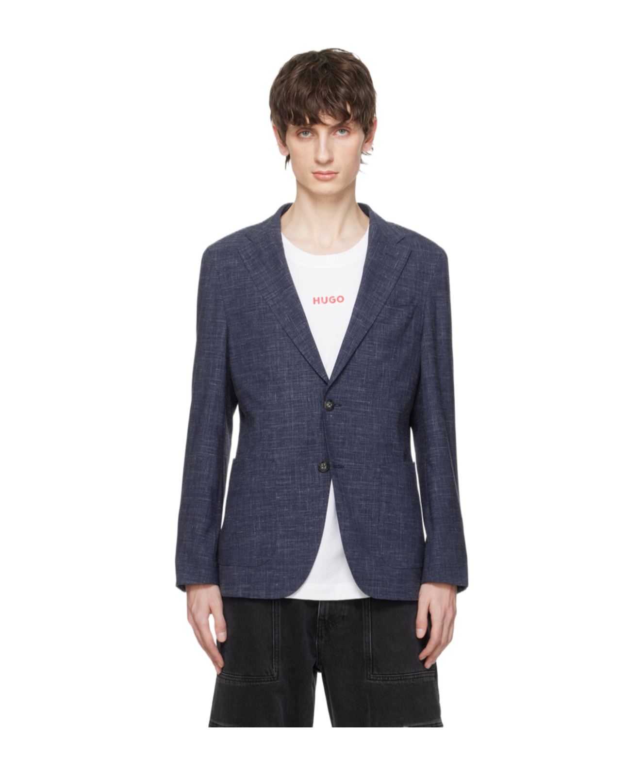 HUGO BOSS FLAT LAPEL BUTTON-DOWN SUIT COAT