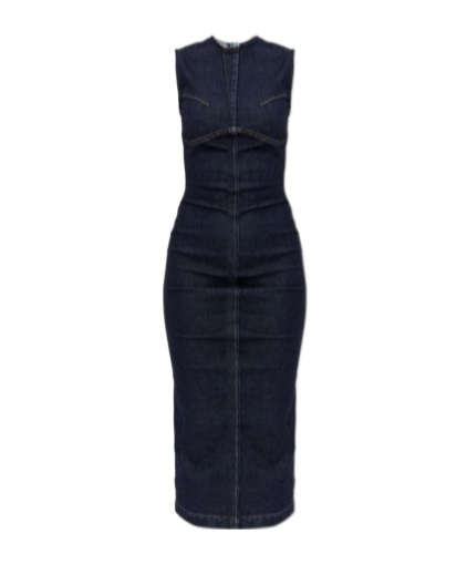 Sportmax Geranio Denim Midi Dress In Black