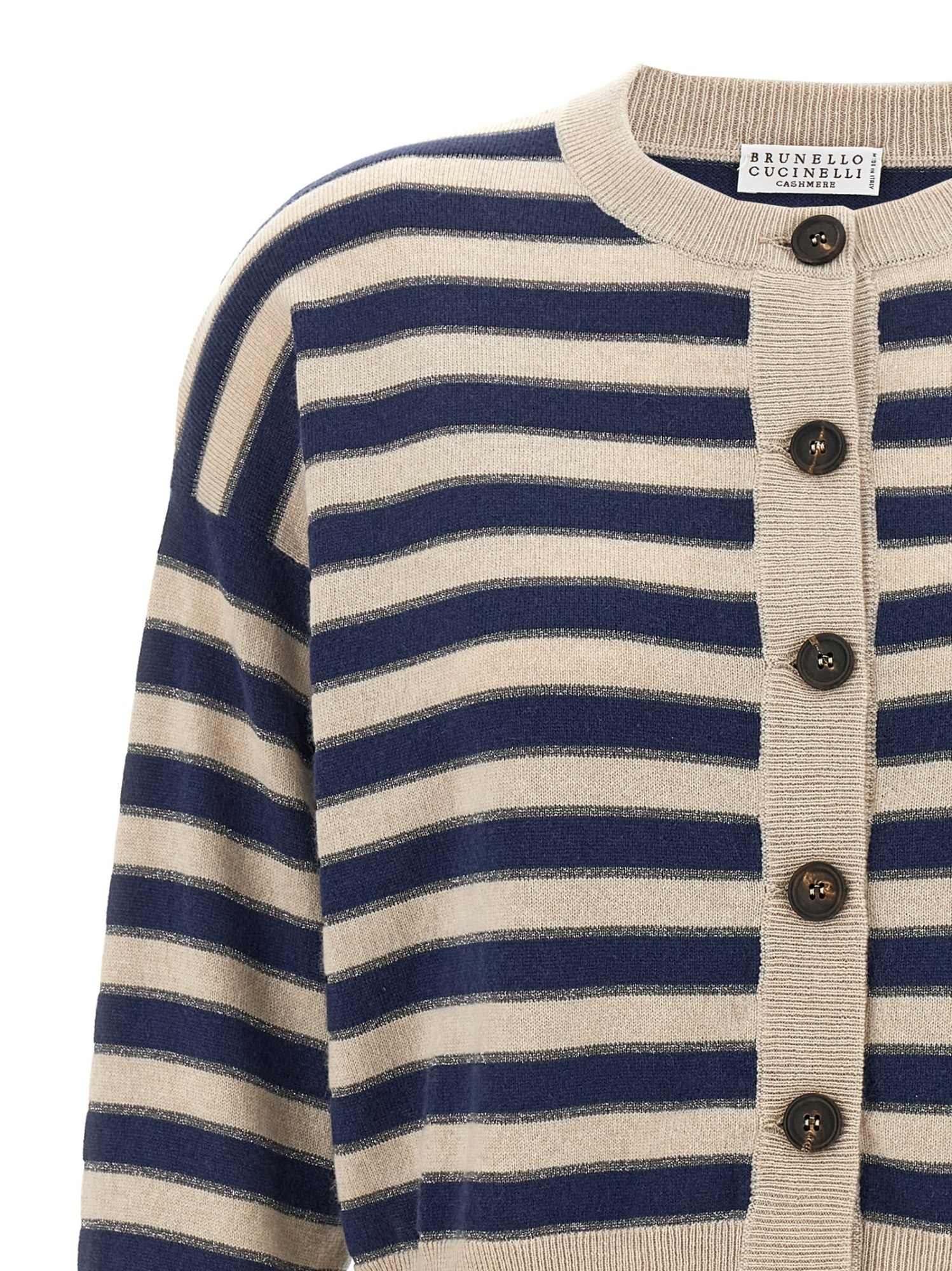 Brunello Cucinelli Striped Long-sleeves Cardigan In Neutral