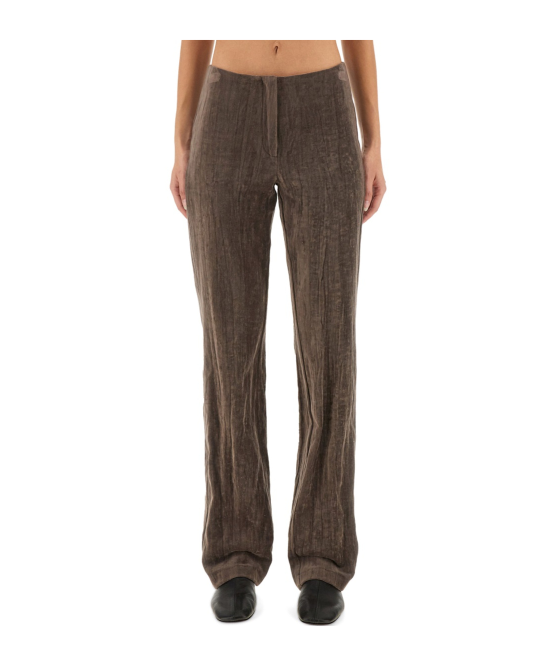Alysi High-waisted Casual Pants In Brown