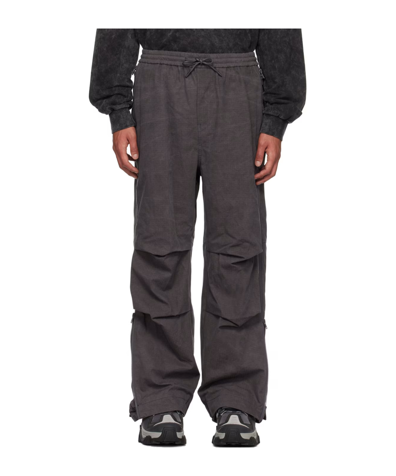 Juunj Waffle-effect Drawstring Track Pants In Gray