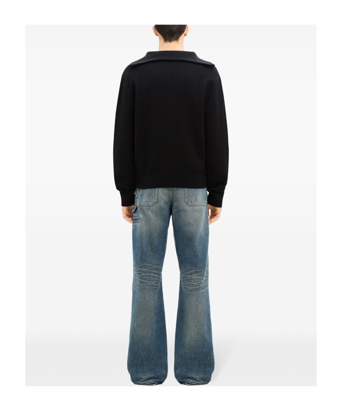 Courrèges Crewneck Wool Sweater V-neck In Black