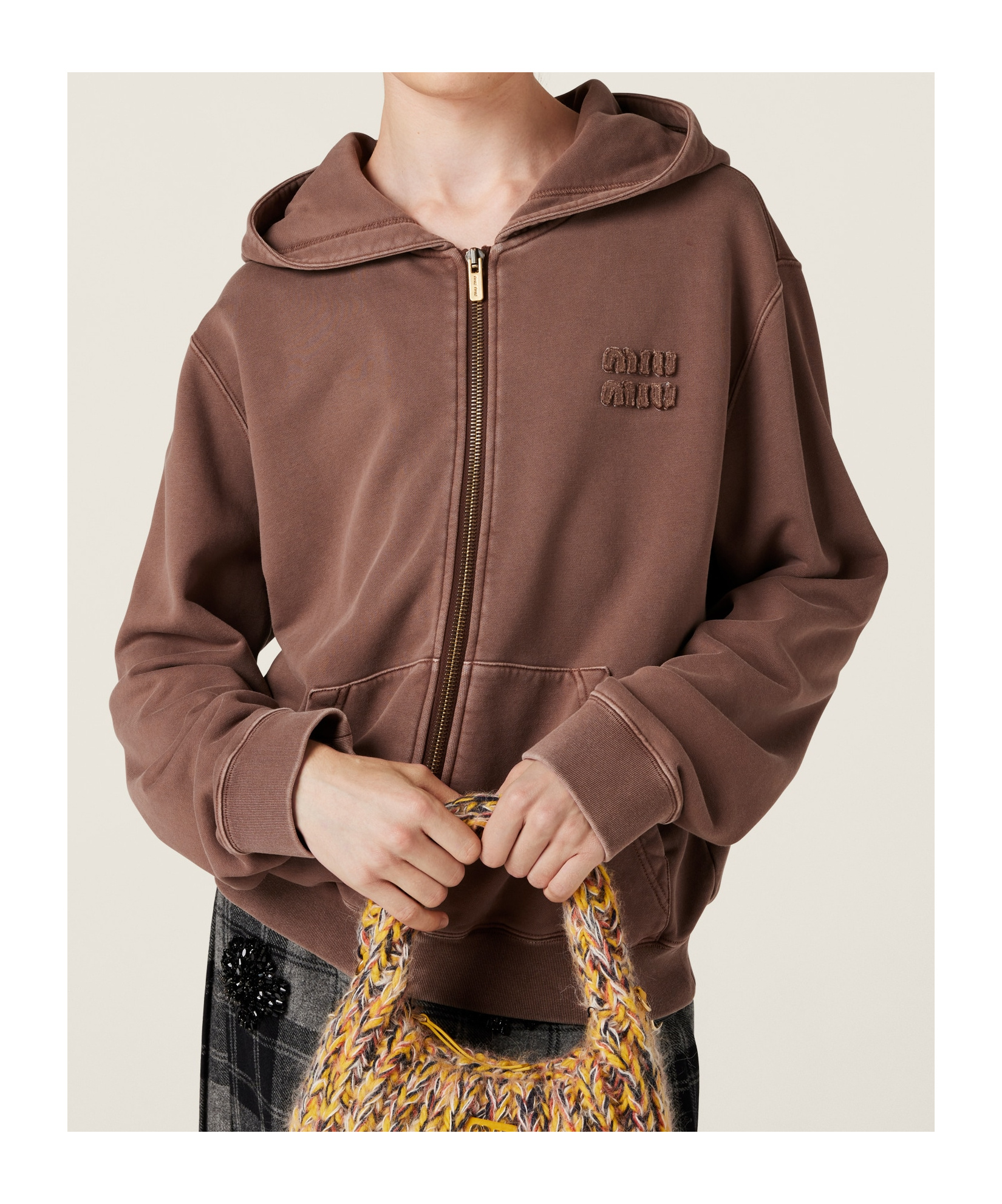 Miu Miu Long-sleeved Sweater In Brown