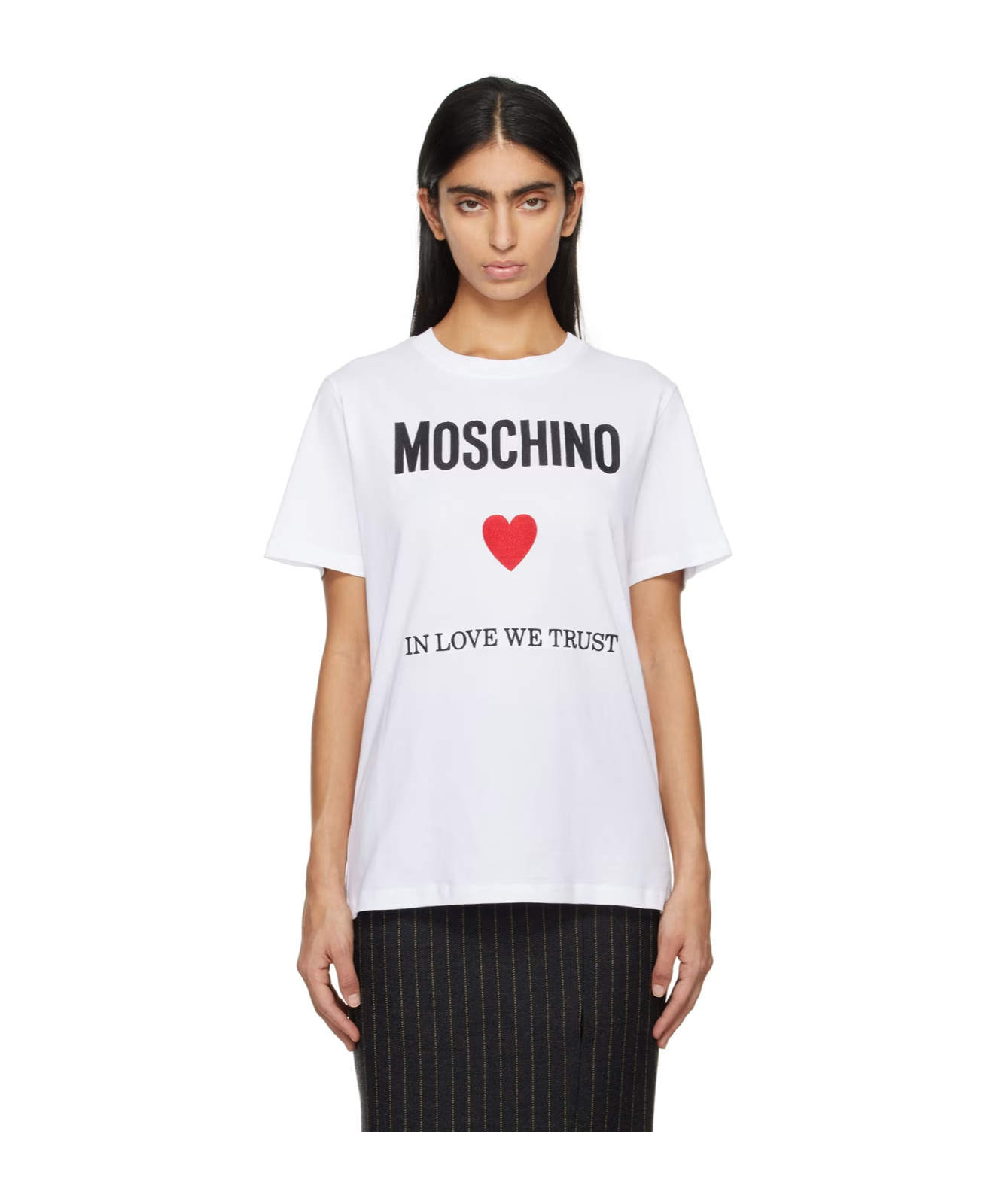 Moschino Item O-neck Short-sleeved T-shirt In White