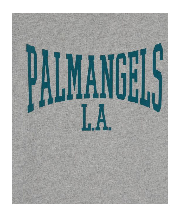 Palm Angels Grey Crewneck T-shirt With College Style Logo On The Front In Cotton Man In Gray