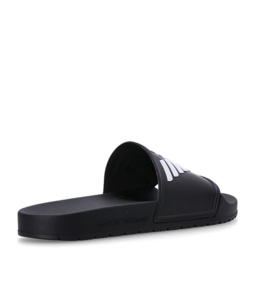 Emporio Armani Logo-embossed Ridged-sole Slides In Black