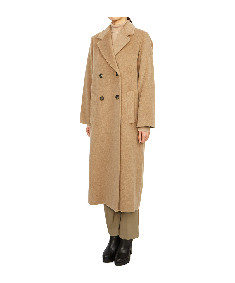 Weekend Max Mara Wool Double-breasted Coat In Nude