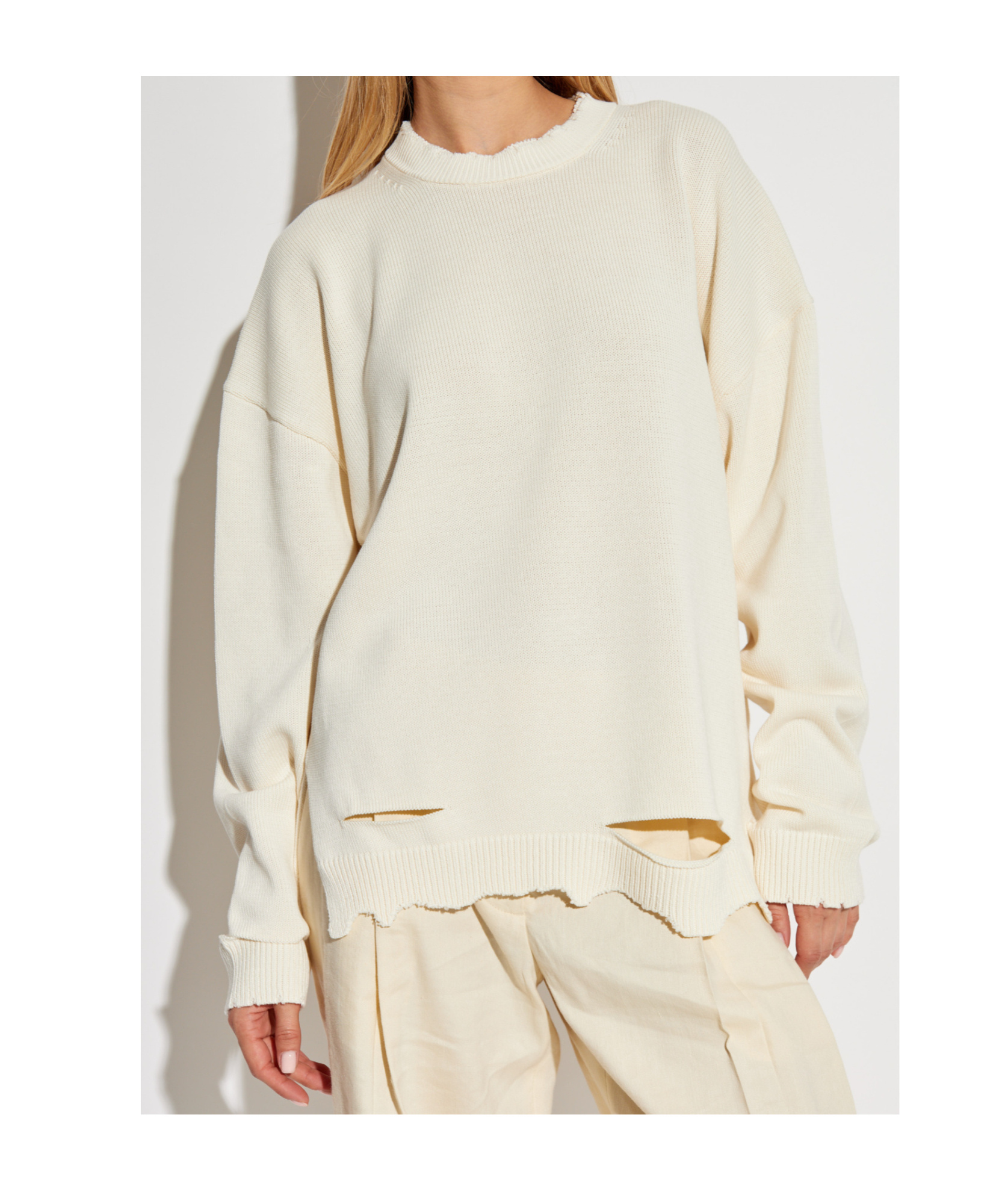 Helmut Lang Pullover Aus Einer Baumwollmischung In Distressed-optik In Metallic