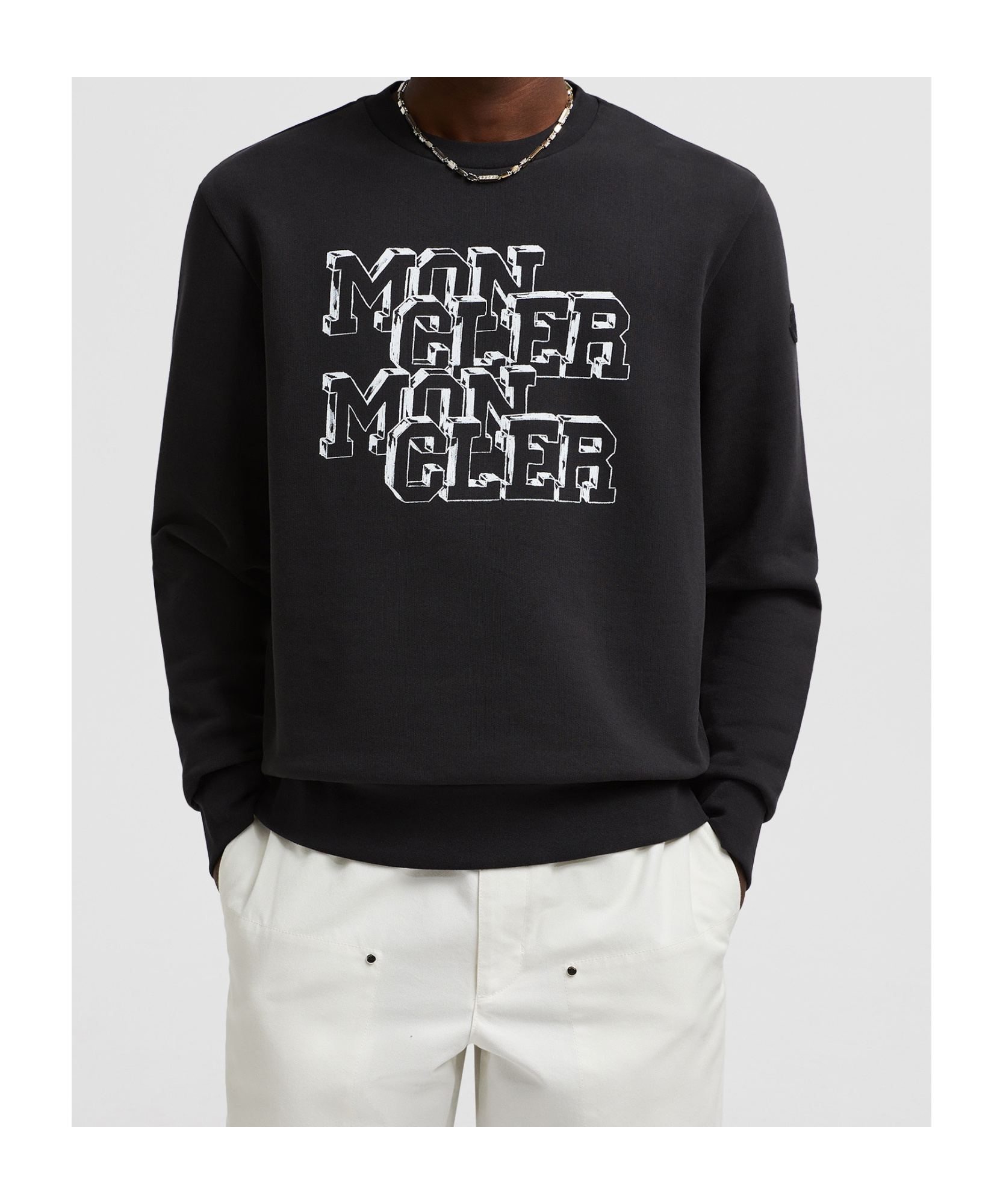 Moncler Logo Pattern Sweatshirt In Black