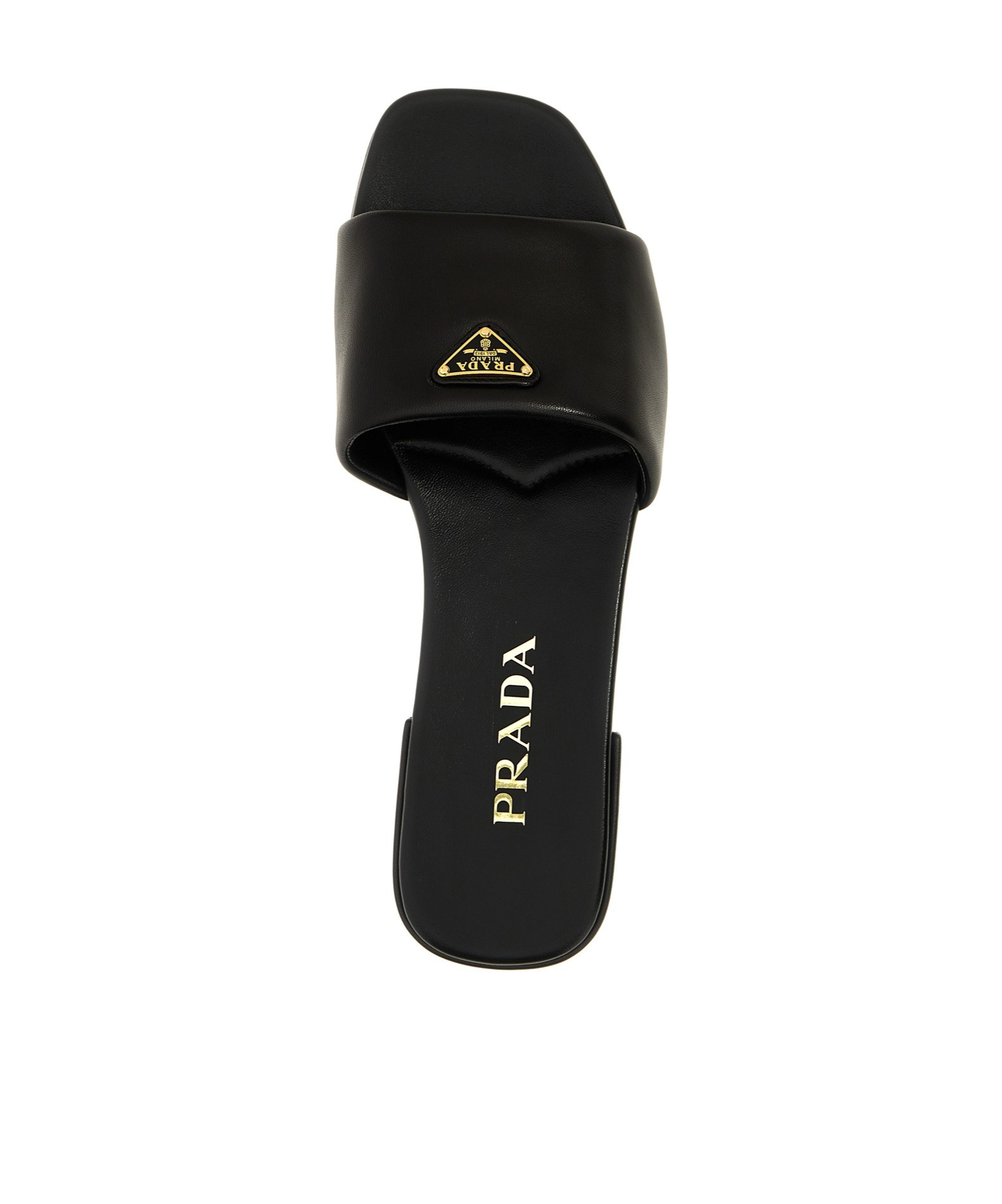 Prada Pantoletten Aus Saffiano-lackleder In Schwarz