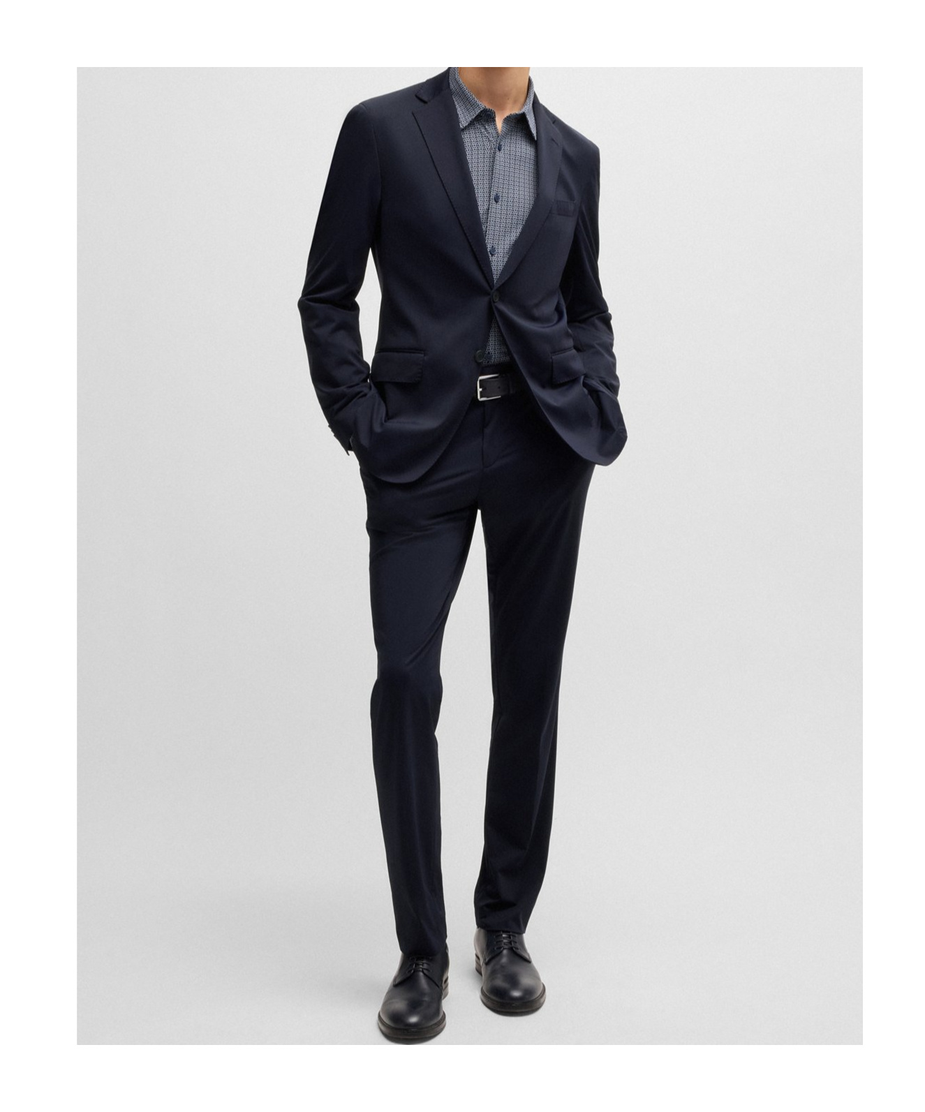 Hugo Boss Slim-fit Washable Suit In Patterned Performance-stretch Fabric In Black