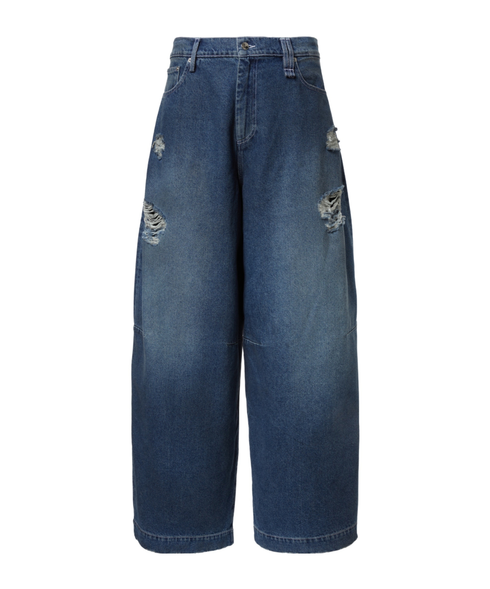 Simone Rocha Distressed High-rise Wide-leg Jeans In Blue