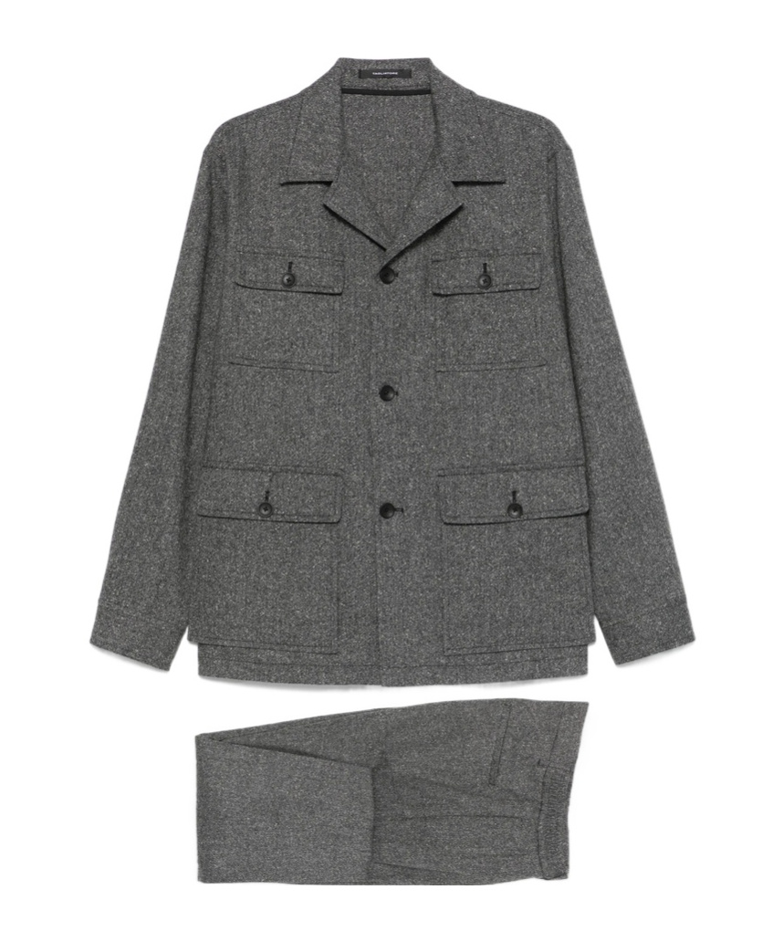 Tagliatore Long Sleeve Blazer And Belt Loop Pants Set
