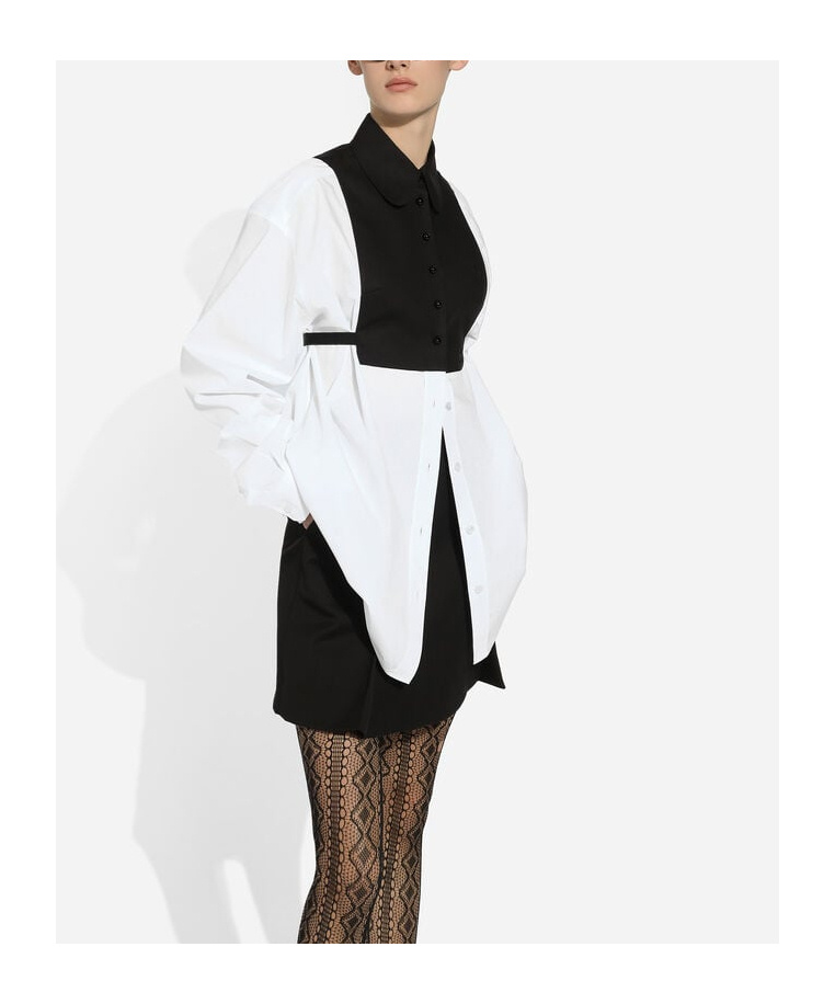 Dolce & Gabbana Cotton Shirt With Contrasting Shirt Front In White