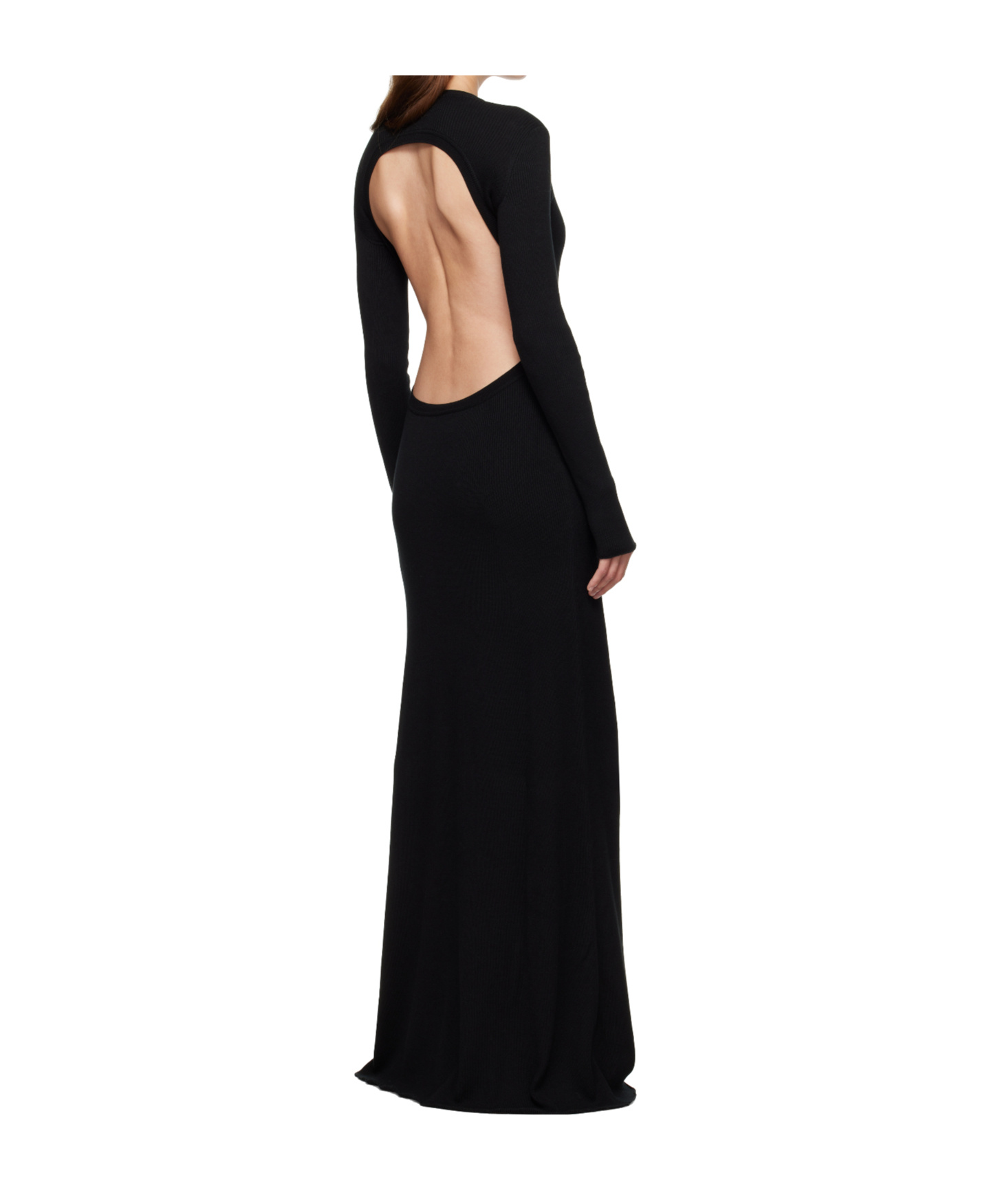 Ann Demeulemeester Black Eva Long Open Back Knitted Maxi Dress In Black