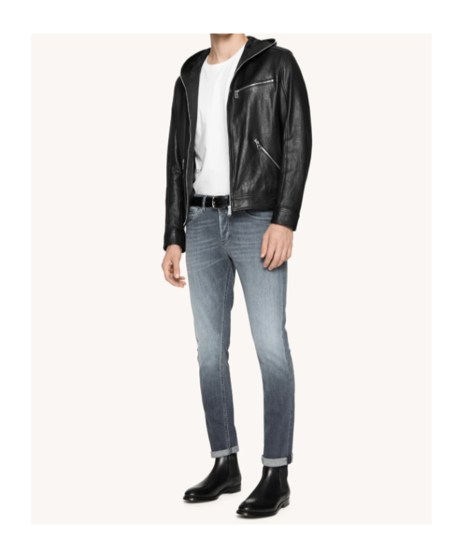 Dondup Biker Jacket With Modern Hood In Black