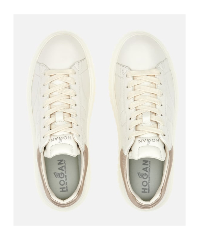 Hogan H-stripes Lace-up Leather Sneakers In White
