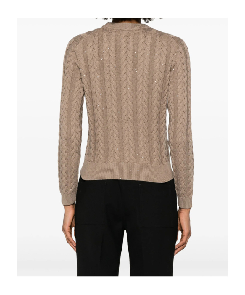 Shop Brunello Cucinelli Cable-knit Sweater In Nude