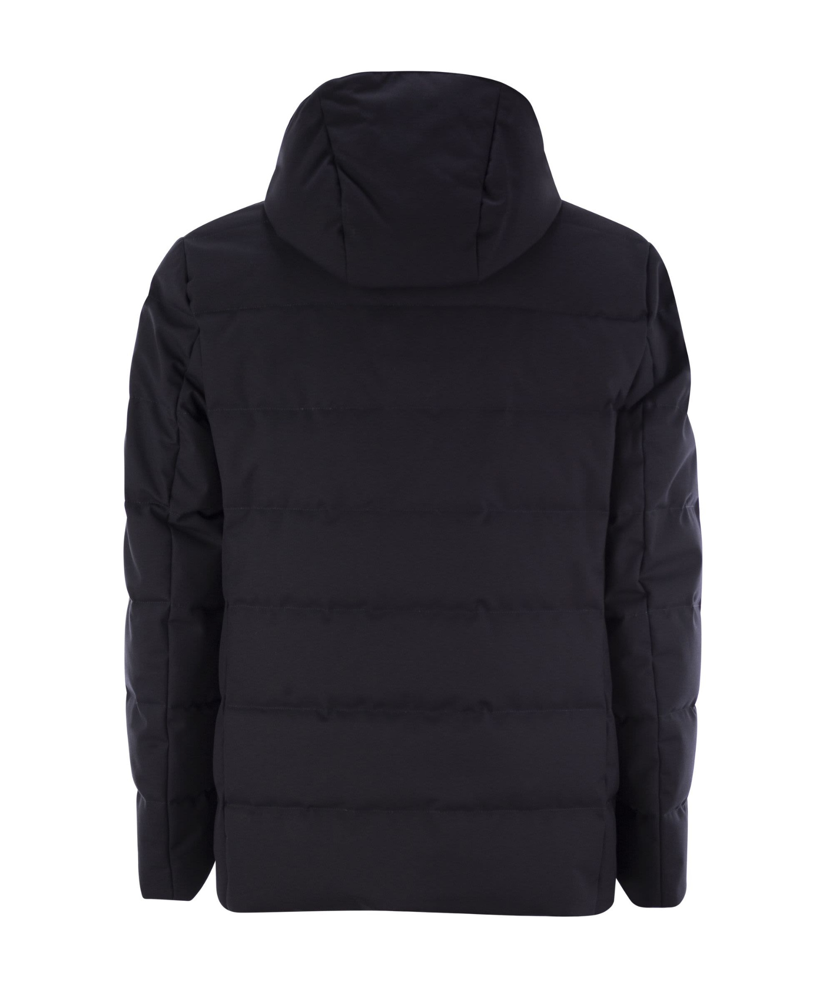 Fay Double-breasted Down Jacket With Hood In Black
