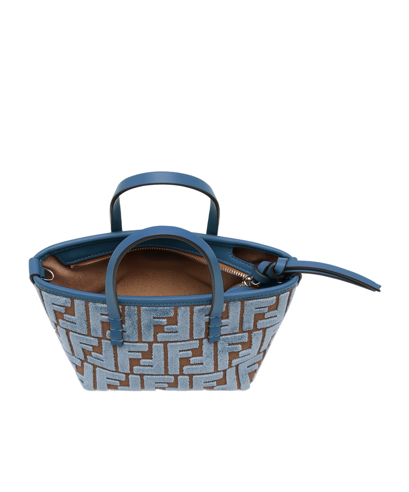 Fendi Women Embroidered Chenille Mini Roll Handbag In Blue