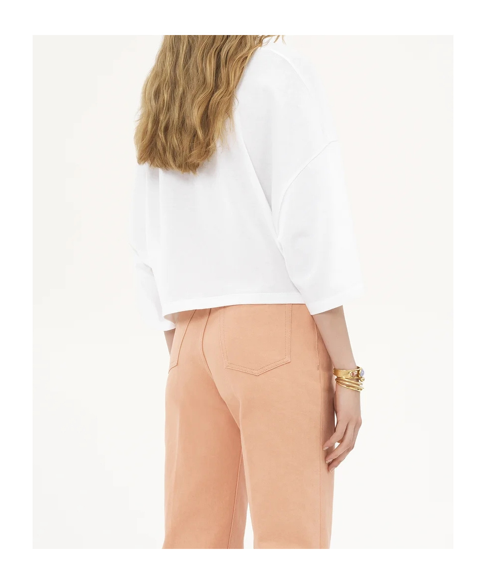 Chloé Open-necked Black Shirt In White