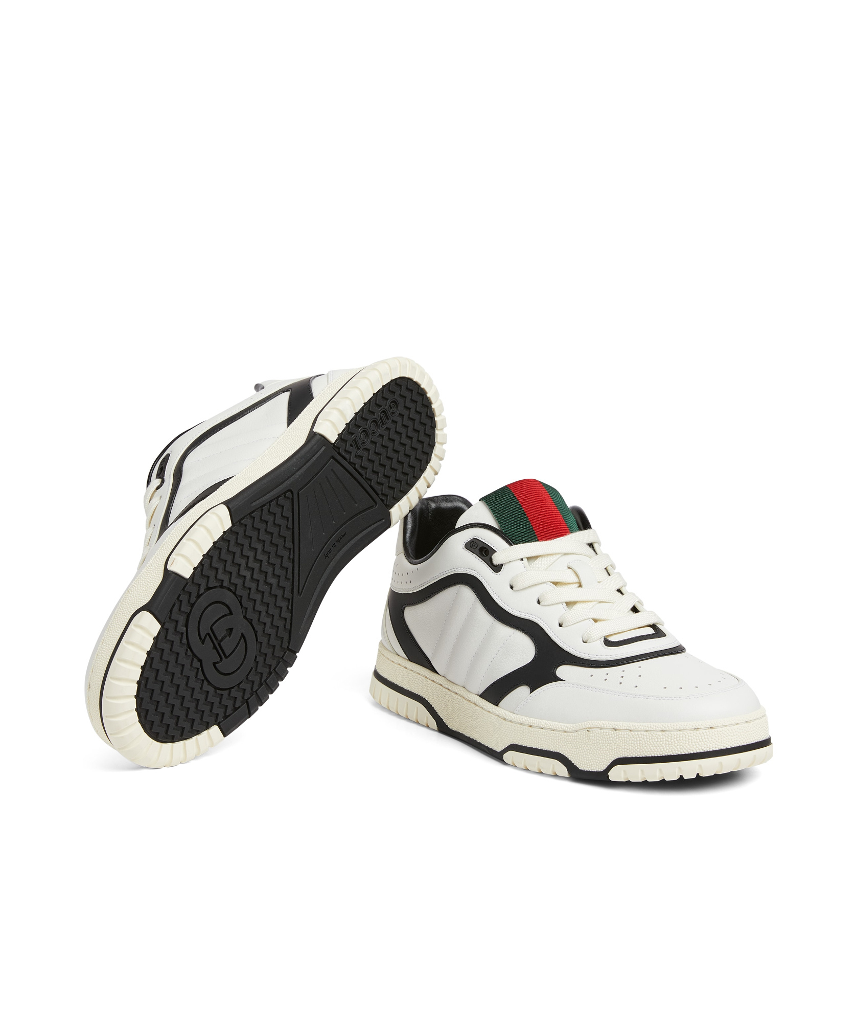 Gucci Men Re-web Leather Sneakers In White