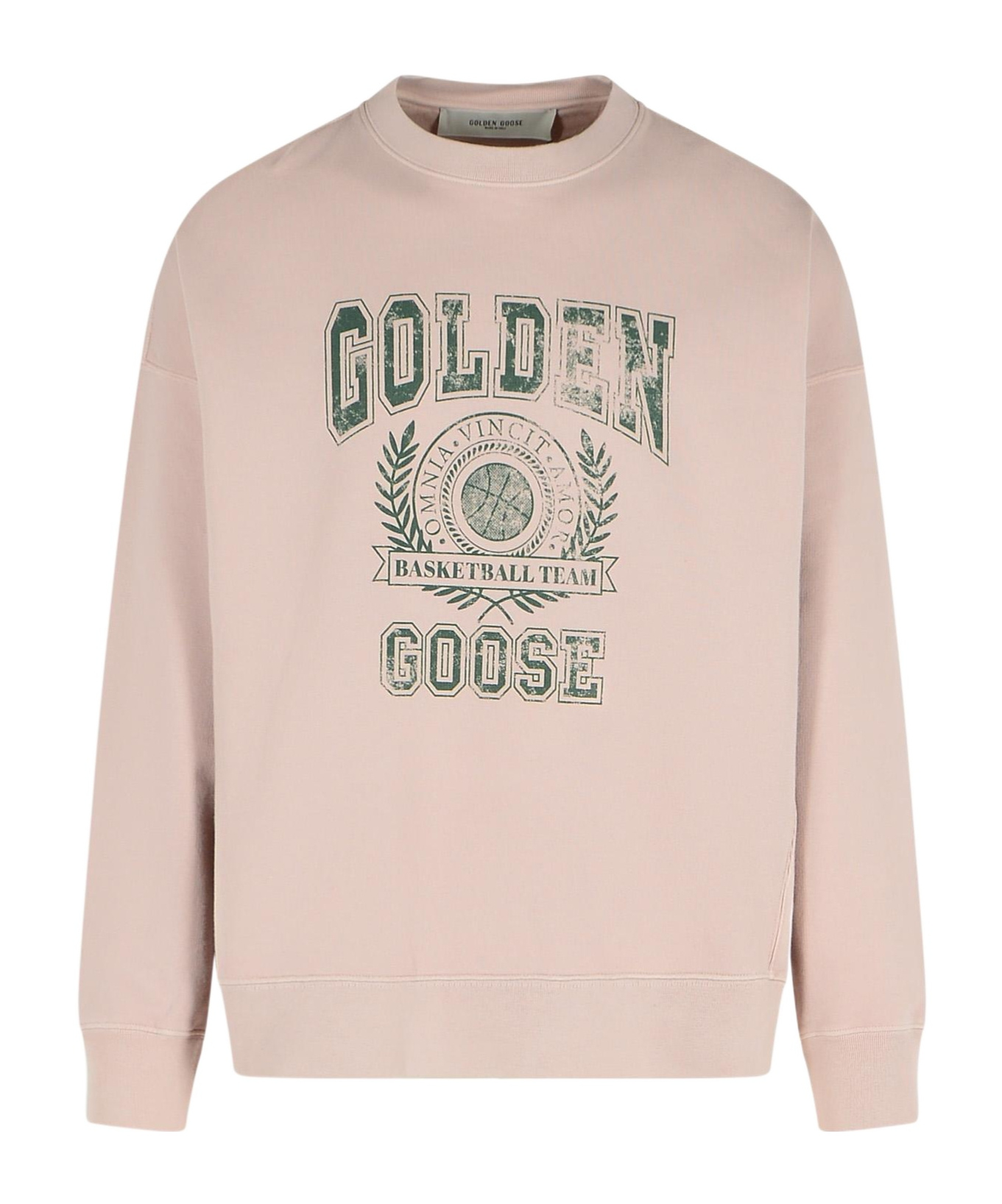 Golden Goose Round-collar Long-sleeve Hoodie In Pink