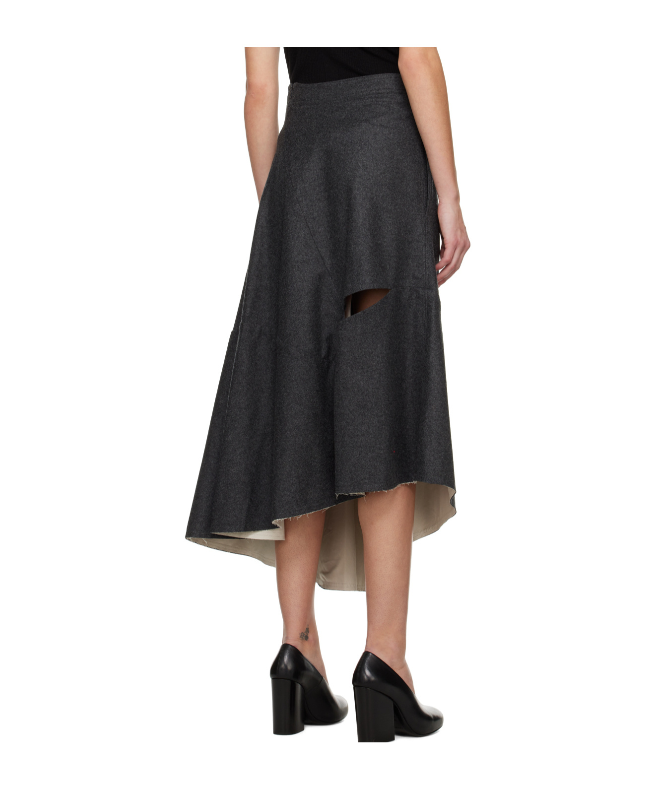 Niccolò Pasqualetti Gray Lacuna Midi Skirt
