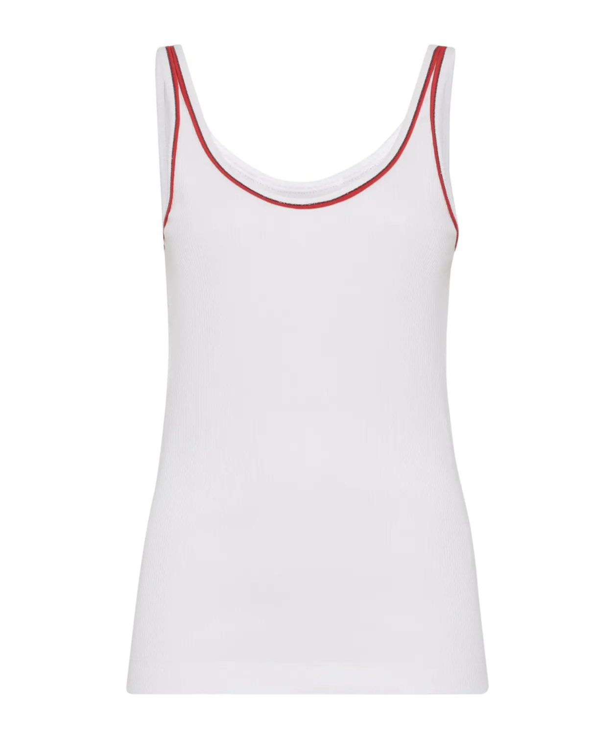 Brunello Cucinelli Women Cotton Top With Shiny Piping In White