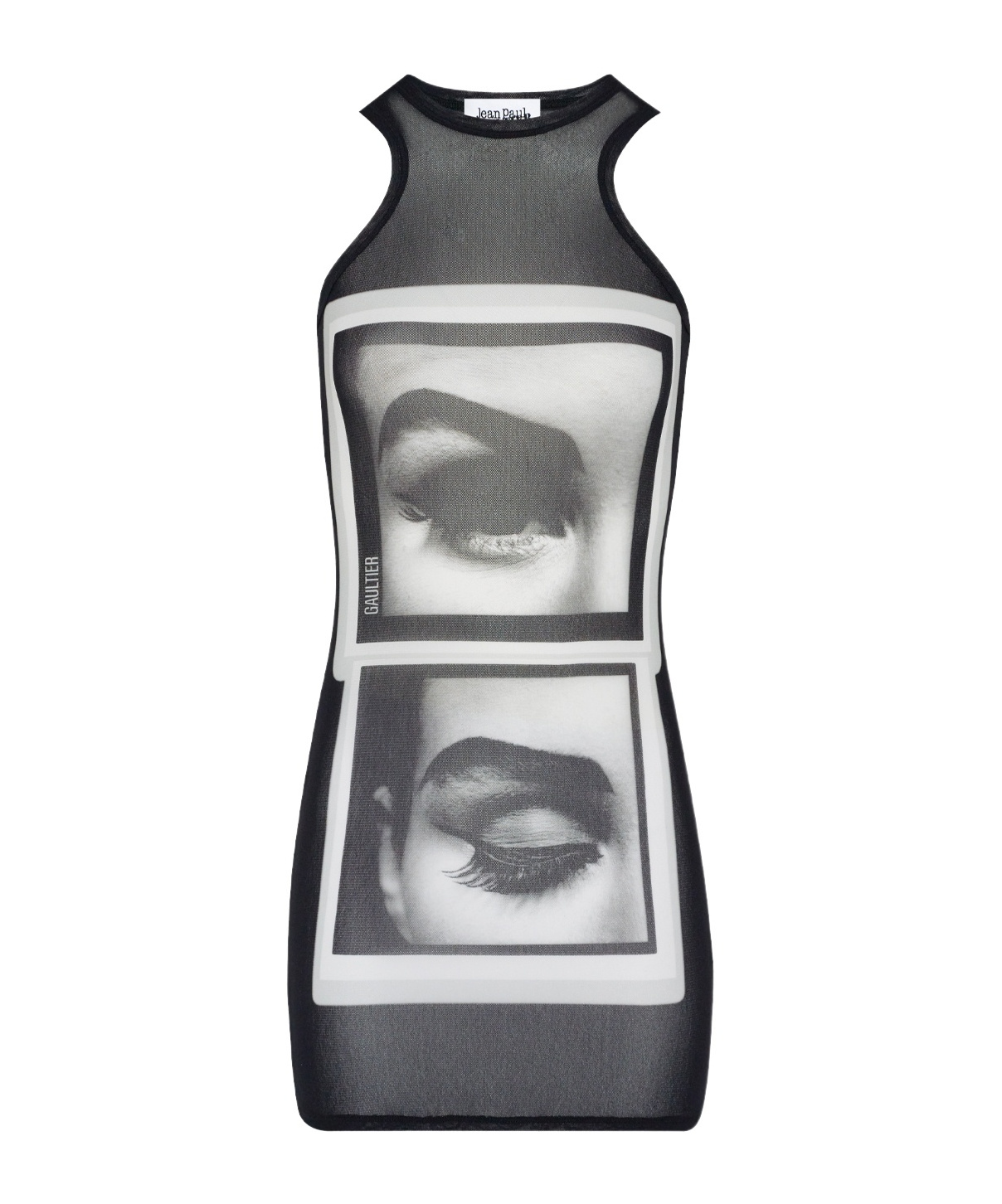 Shop Jean Paul Gaultier Face-print Mesh Mini Dress In Black