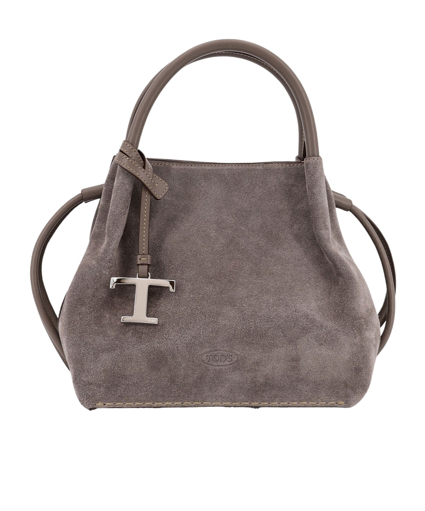 Tod's T Timeless Suede Shoulder Bag In Gray