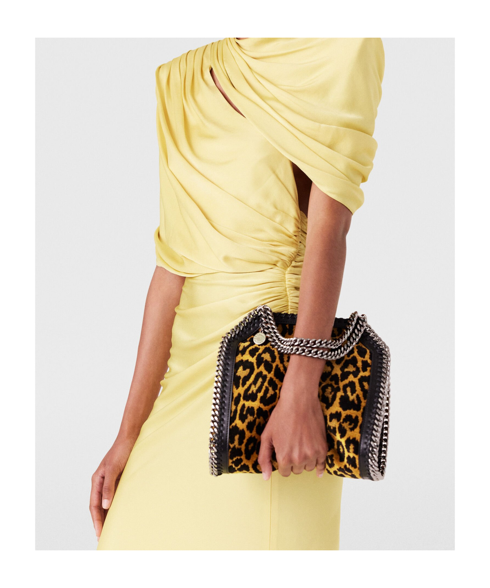 Stella Mccartney Leopard Print Falabella Mini Tote In Black