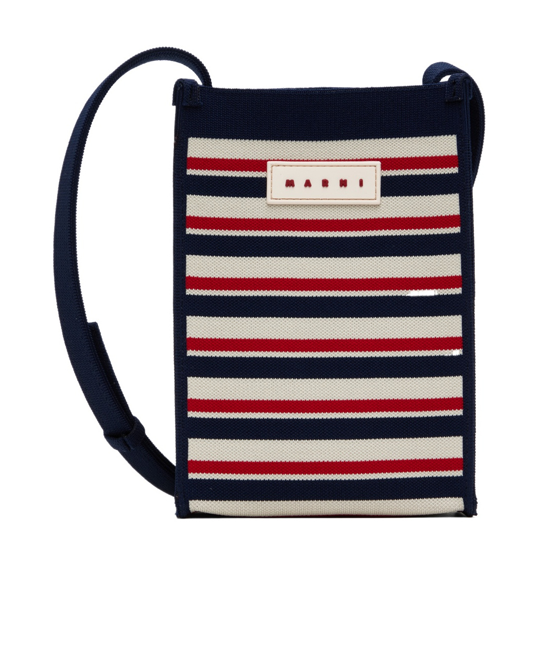 Marni Mini Striped Crossbody Bag In Black