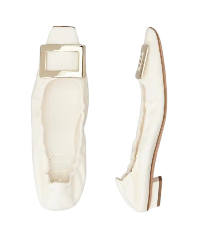 Roger Vivier Belle Vivier Ballet Flats In White