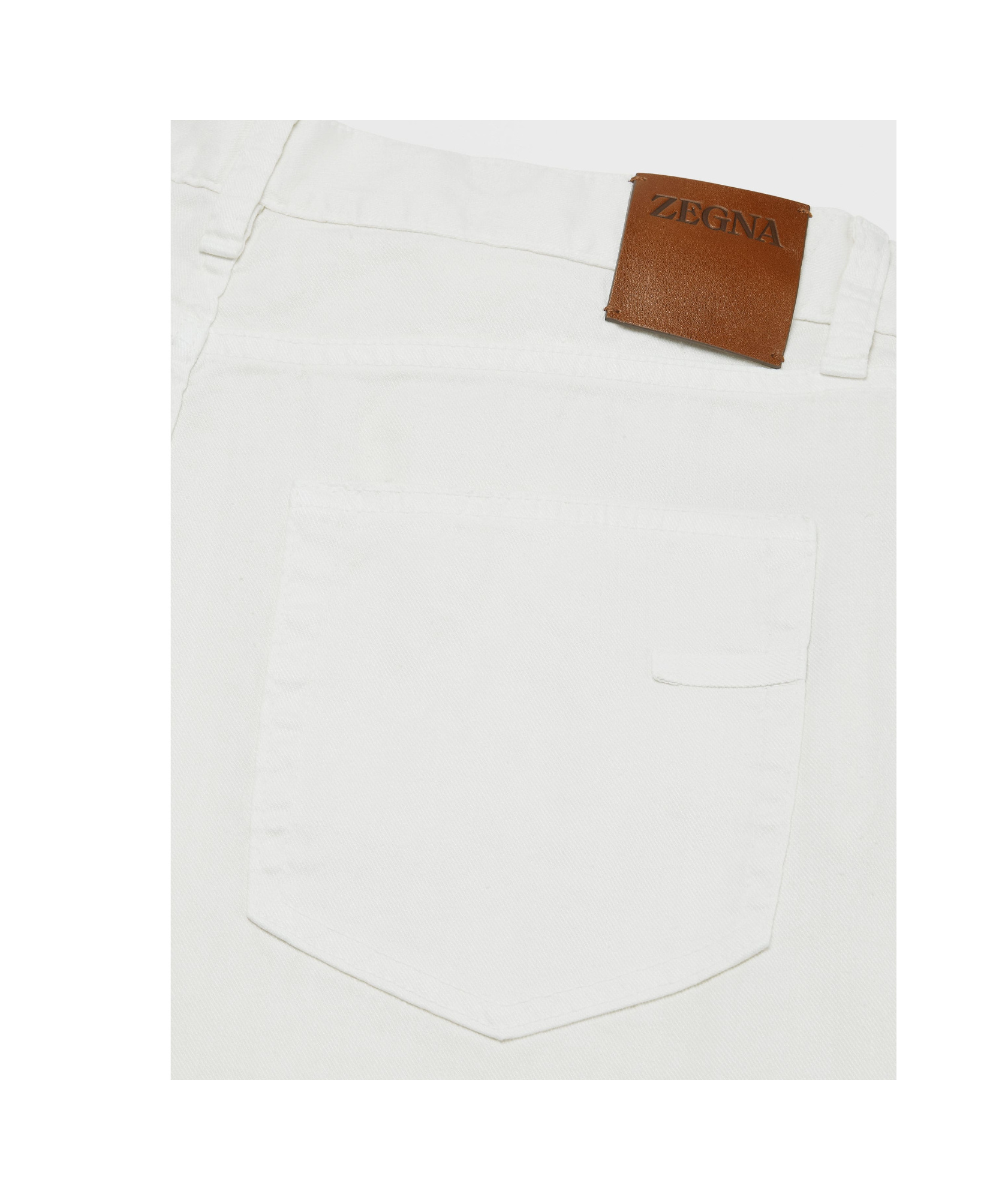 ZEGNA WHITE STRETCH LINEN AND COTTON ROCCIA JEANS