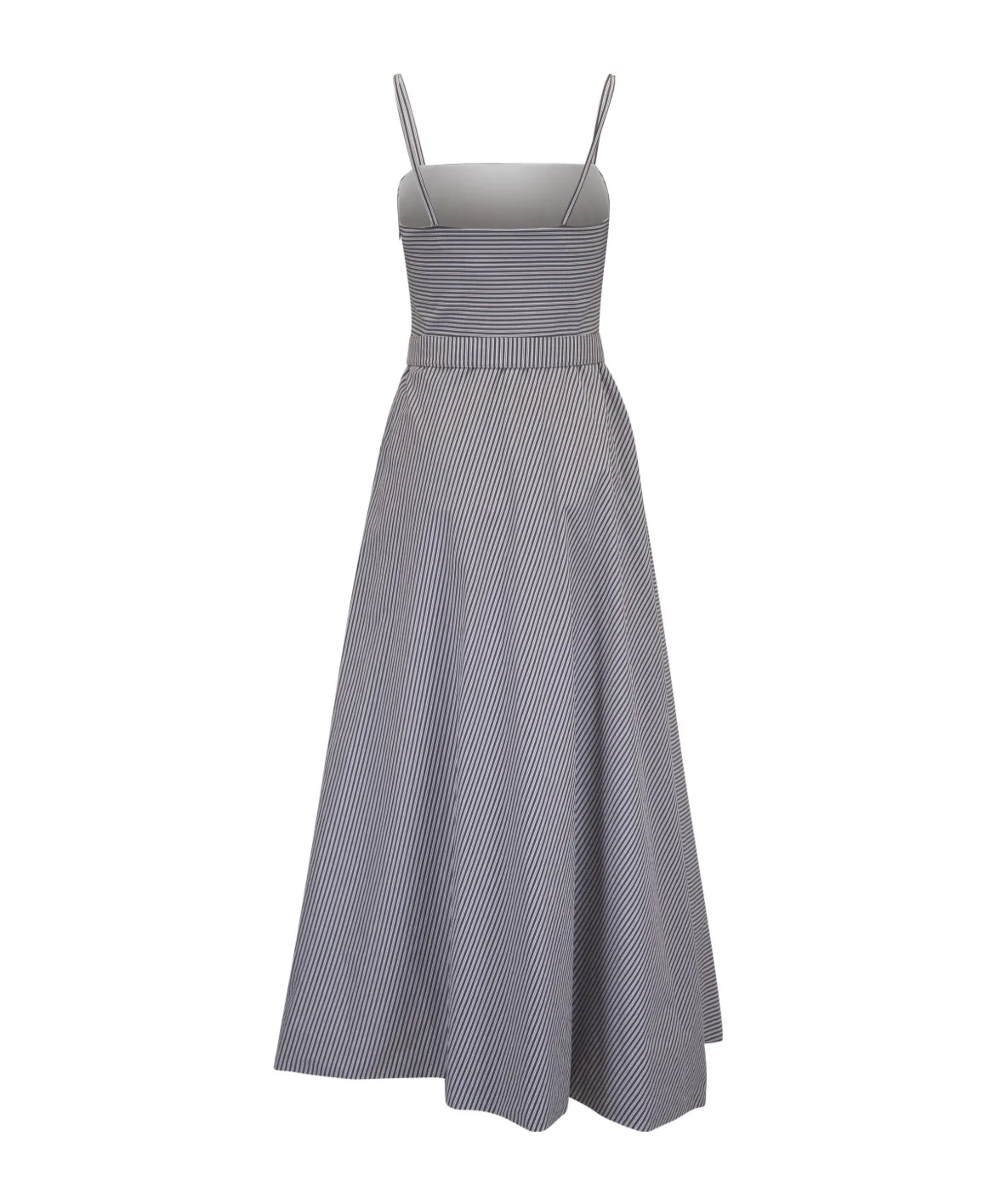 Brunello Cucinelli Striped Midi Dress In Gray