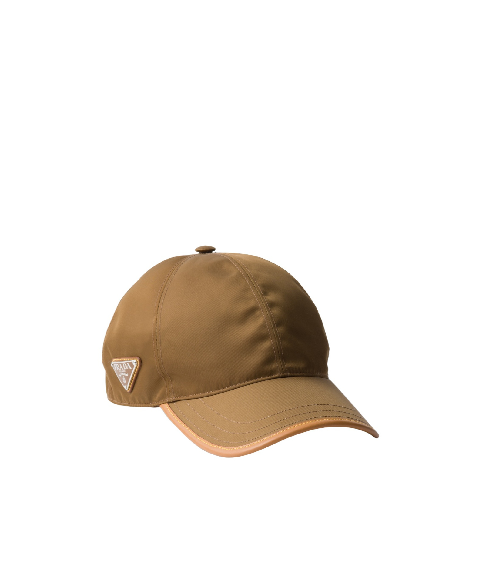 Prada Mens Brown Re-nylon Brand-plaque Recycled-nylon Baseball Cap In Brown