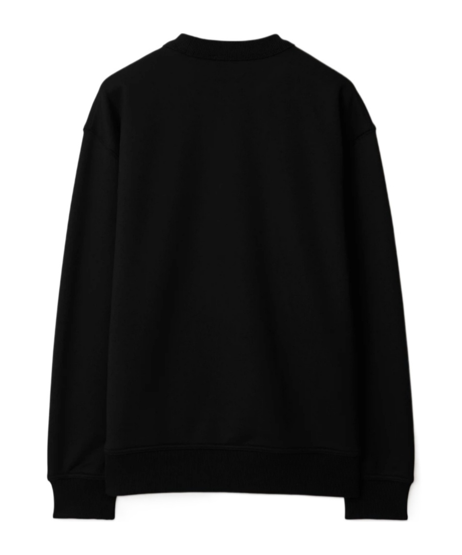 Burberry Round-collar Long-sleeve Hoodie In Black