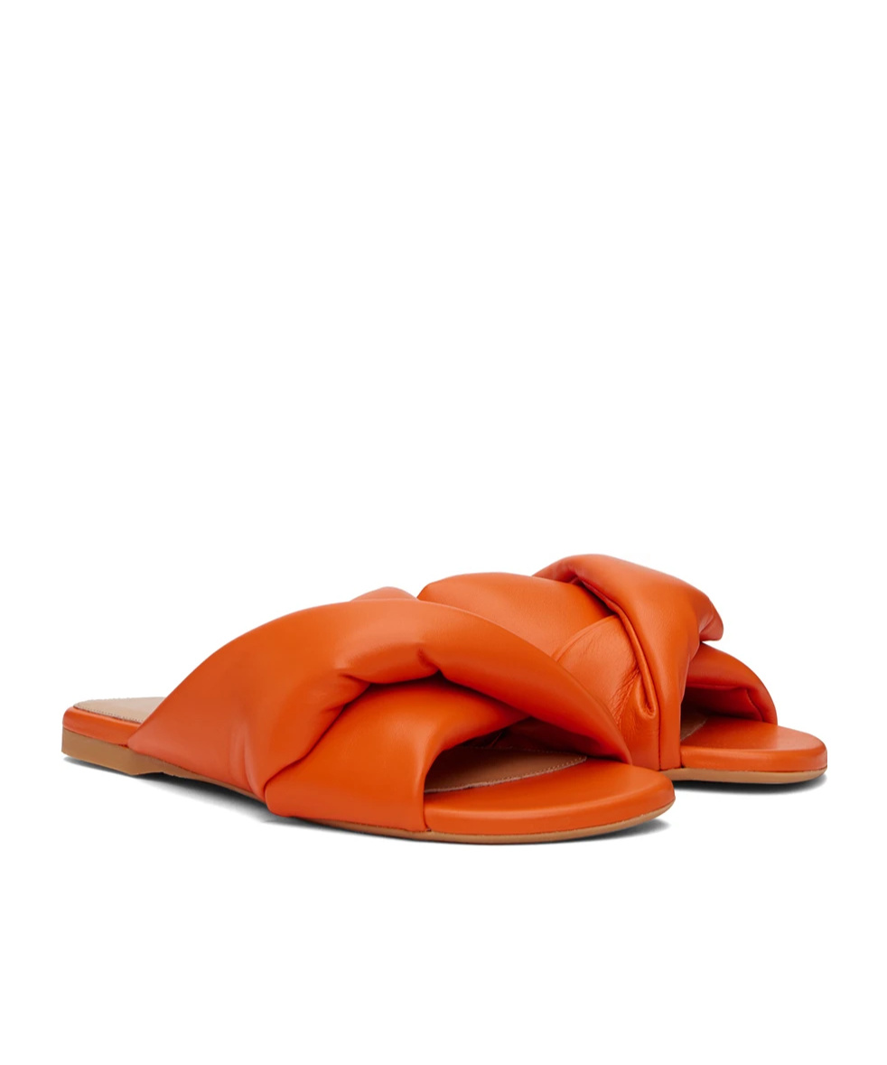 Jw Anderson Twist Cross-strap Slippers In Orange