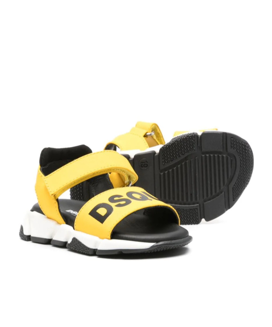 Dsquared2 Logo-print Leather Sandals In Multicolor
