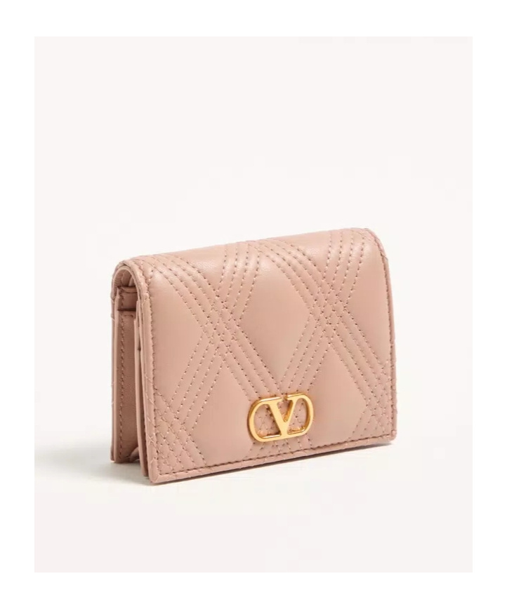 Valentino Garavani Garavani Quiltie 67 Wallet In Quilted Nappa Woman Rose Cannelle Uni In Cinnamon Rose