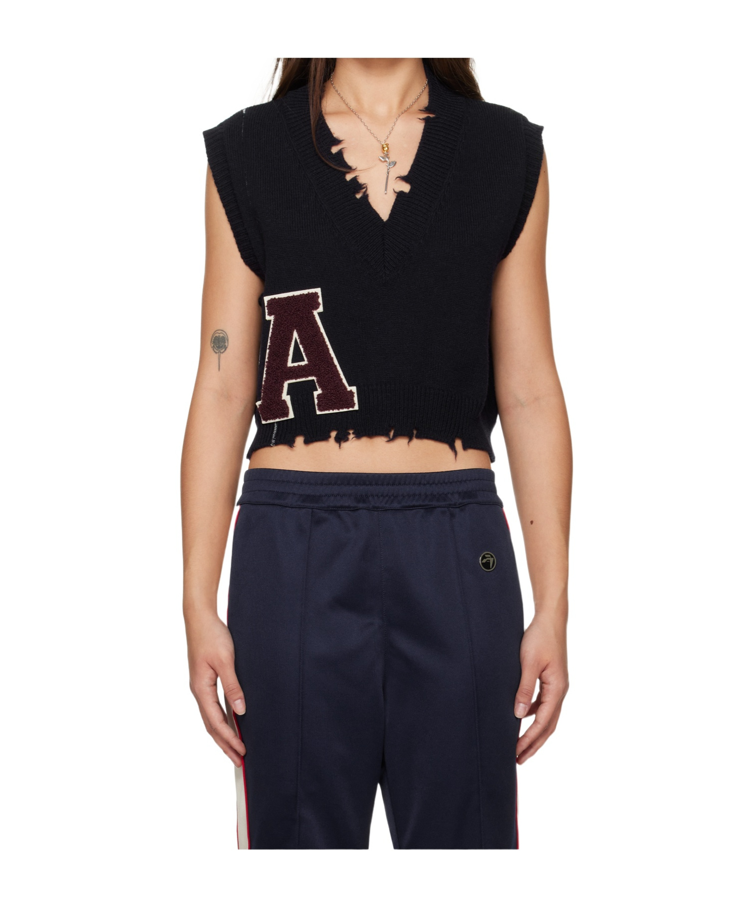 Shop Ambush Raw-cut Knitted Vest In Black