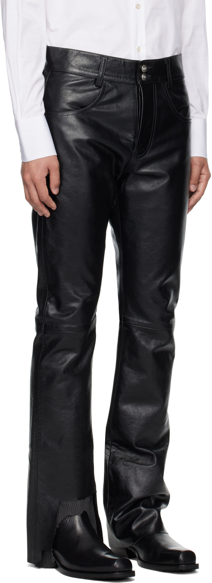Enfants Riches Deprimes Belt Loop Leather Pants In Black