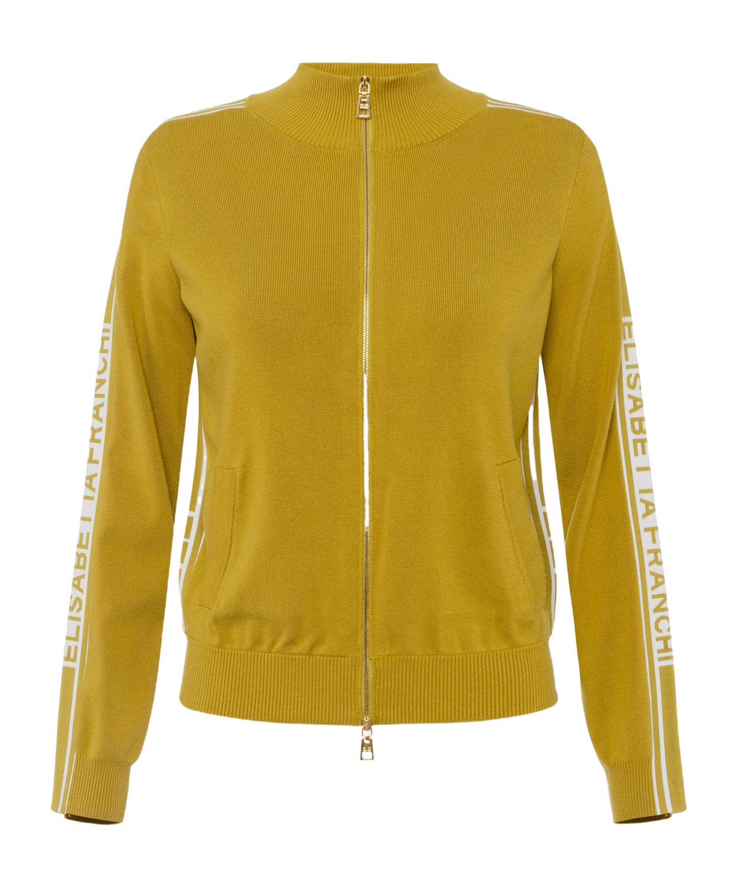 Elisabetta Franchi Tricot Yellow Sweater With Logo In Yellow