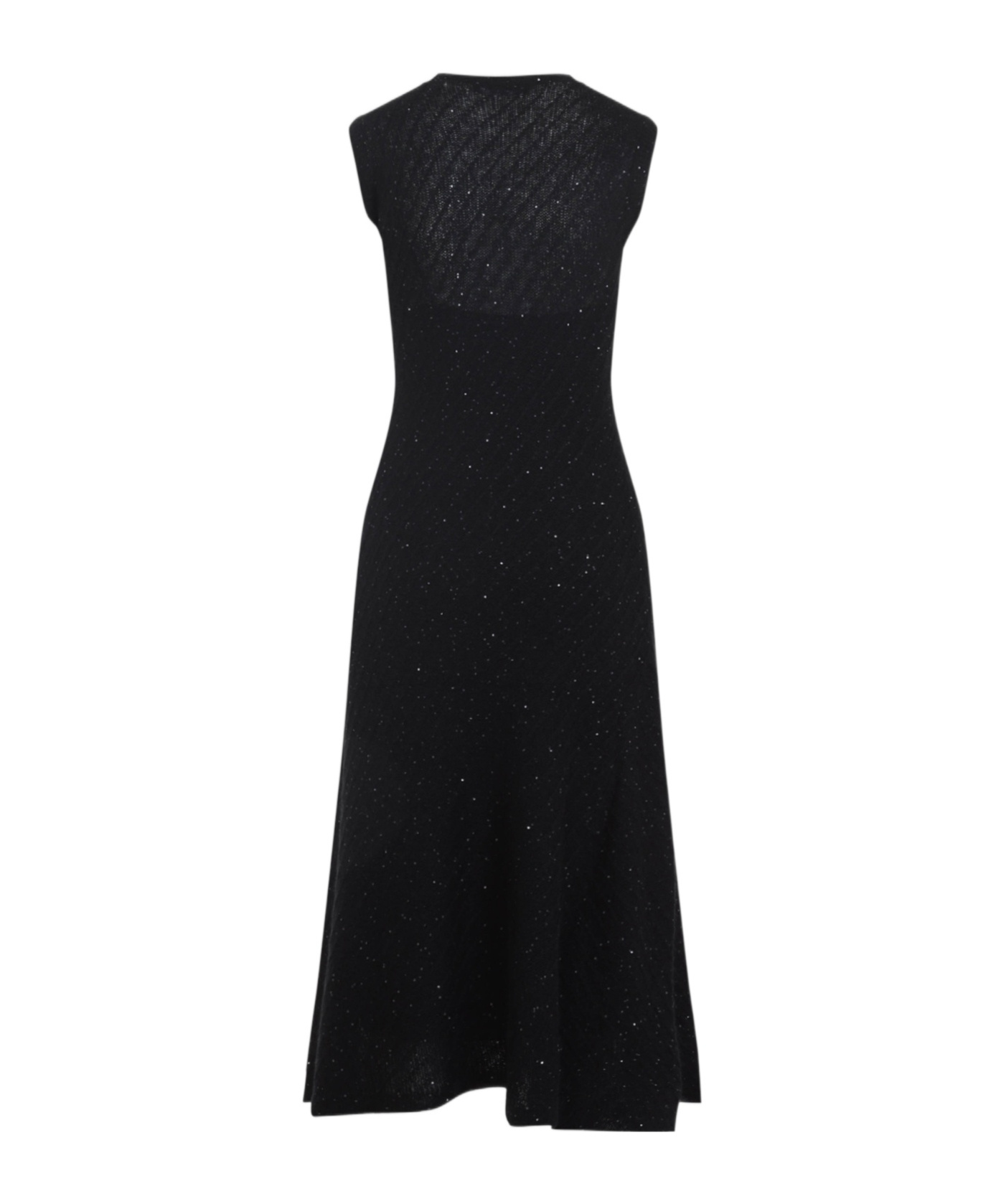 Fabiana Filippi Black Wool Sequins Midi Dress
