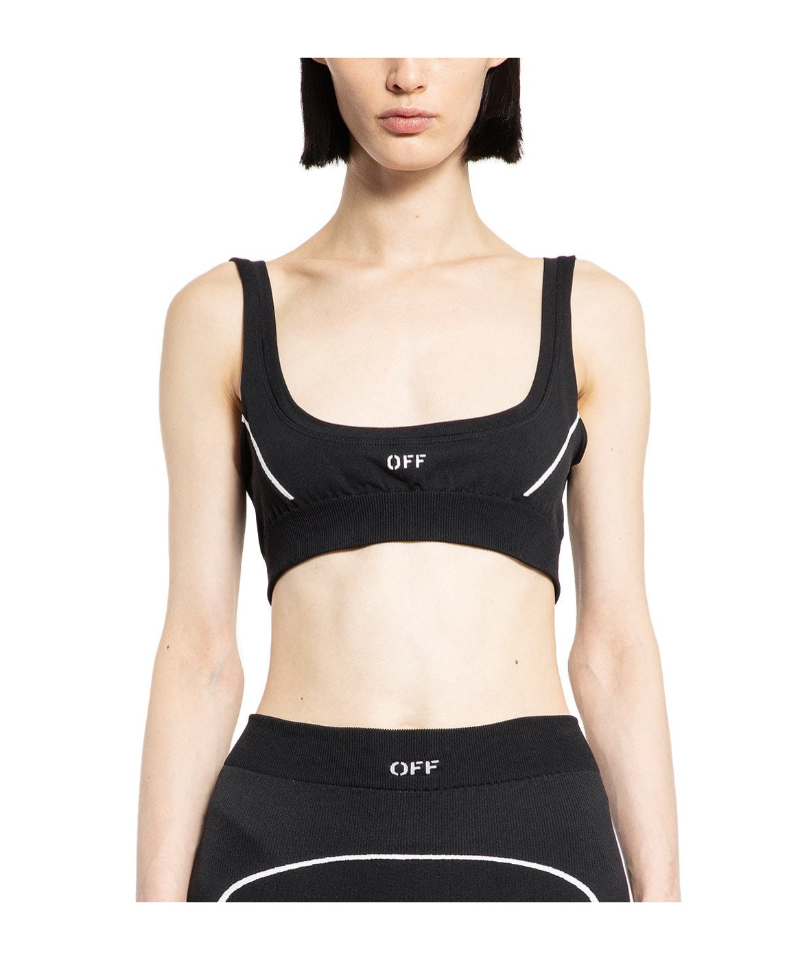 Off-white Logo-embroidered Sports Bra In Black