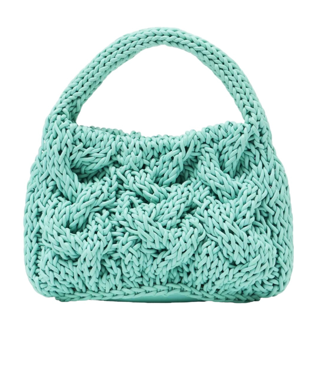 Jw Anderson Small Cable Knit Bag - Leather Drawcord Top Handle Bag In Green