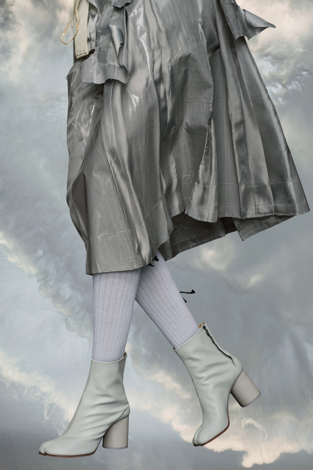 Maison Margiela Tabi 80mm Leather Ankle Boots In Gray